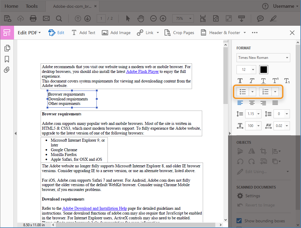 Create new list items using the Format panel in Right pane Create new list items using the Format panel in Right pane