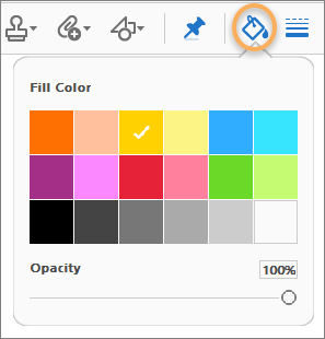 Color Picker on the Comment toolbar Color Picker on the Comment toolbar